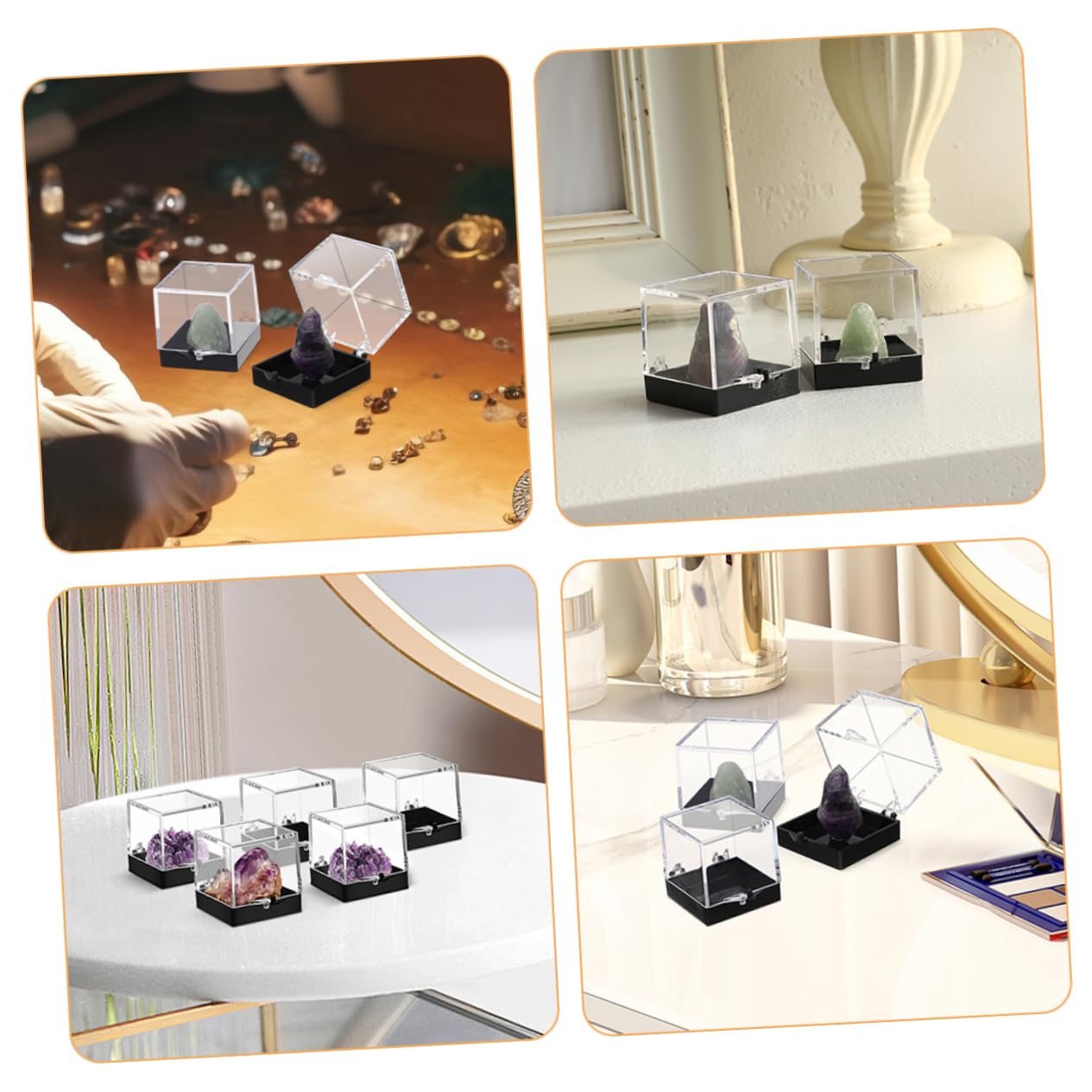 10St Kuchenform Ausstellungsbehälter Probenvitrine Box mit Mineralsteinen Protect schutzzelt Probenbehälter Mineralienvitrine Spar Aufbewahrungskiste Musterbox Container Plastik