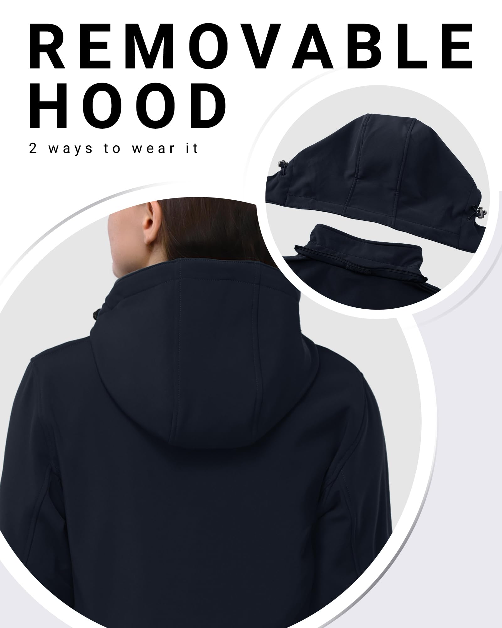 Outdoor Ventures Damen Softshell Lange Jacke mit Kapuze Fleece gefütterte Winddichte Jacke für Frauen Wasserdichte Windjacke