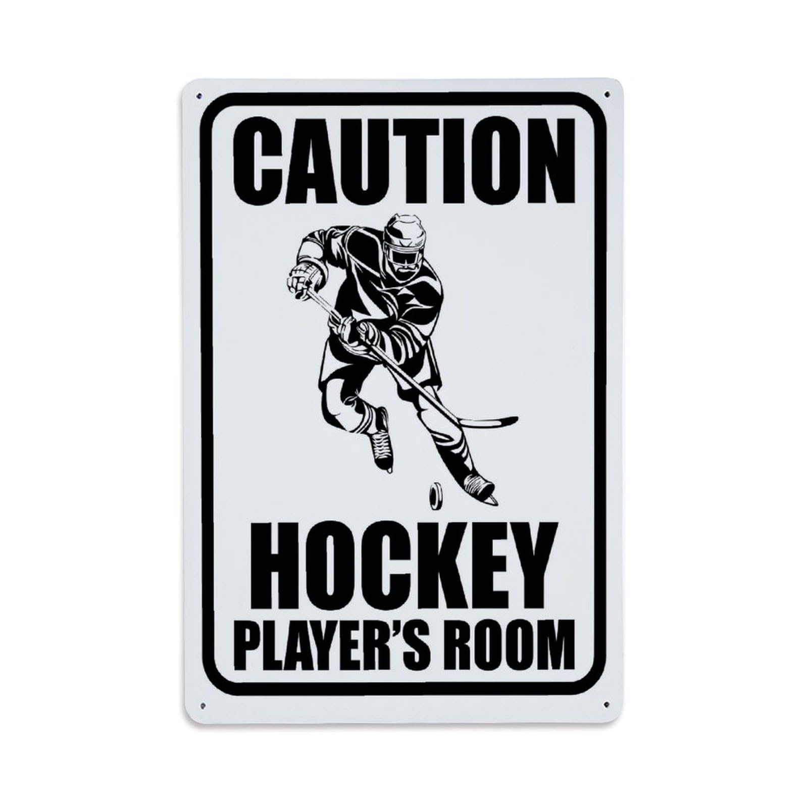 Jdyaojiesheng Vintage Caution Hockey Player's Room Sign Tin Sign Retro Metal Wall Decor Metal Poster, Home Bar Garage Farmhouse Cafe Wall Art Decoration 8X12inches