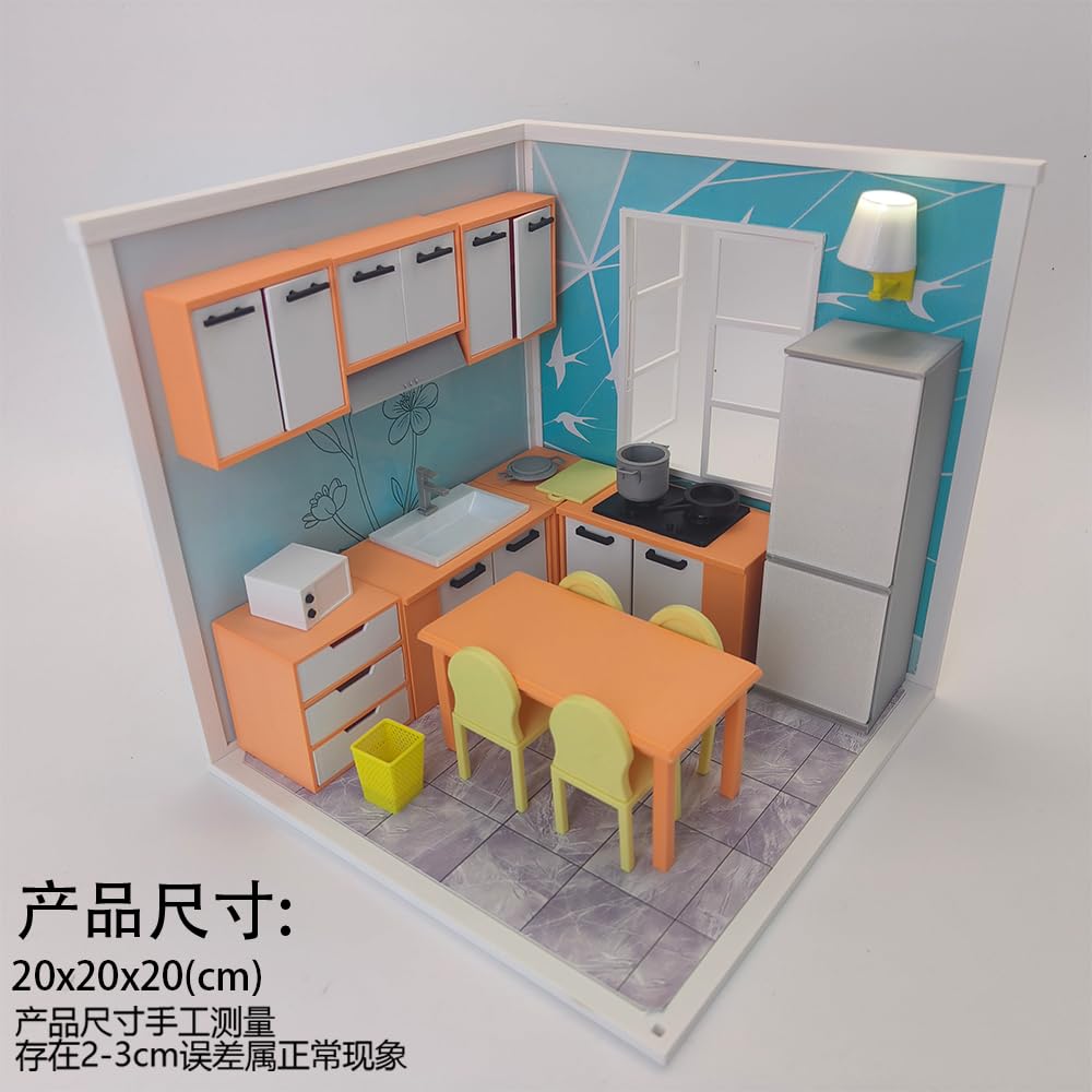 LYTP121004 1/12 wiosna pocałunek chwile wiosna kuchnia druk 3D DIY miniaturowe sceny domek dla lalek kreatywne dekoracje pulpit scenariusze mini modele 30 cm BJD OB lalka
