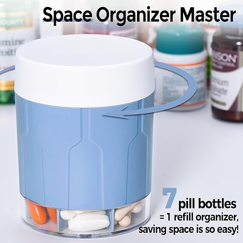 Miniatura 2 de Organizador de suplementos extragrande, botella organizadora semanal diaria de píldoras, dispensador de píldoras con 7 compartimentos grandes,