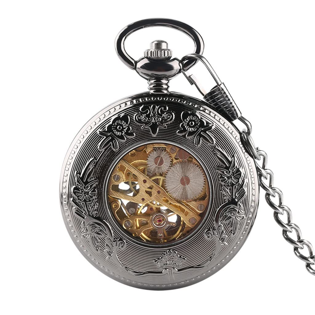 Reloj de Bolsillo Antiguo mecánico de Cuerda Manual con Esfera con números Romanos y Mecanismo Manual Colgante Vintage