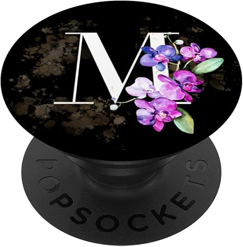 Orchids Plants Flower - Soporte para teléfonos y tabletas, diseño de letra M, color negro, Negro