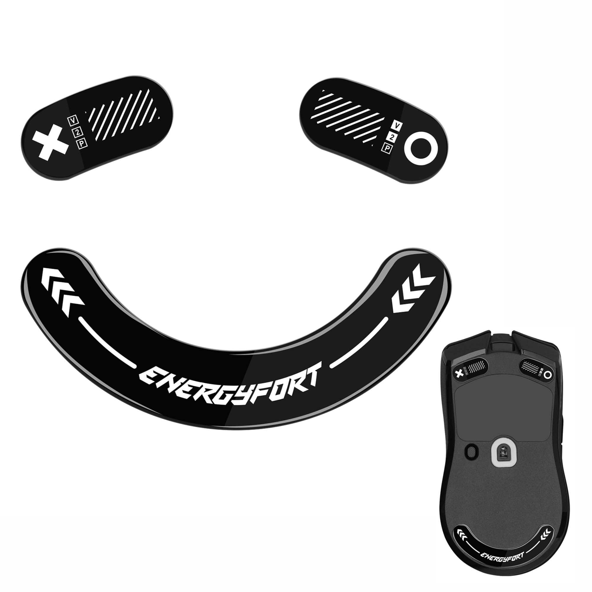 MOSHOU Rounded Curved Edges Mouse Feet Skates Compatible with Razer Viper V2 pro Gaming Mouse Feet, Super Fast Smooth and Durable Sole, Professional Mice Upgrade Kit (Black)