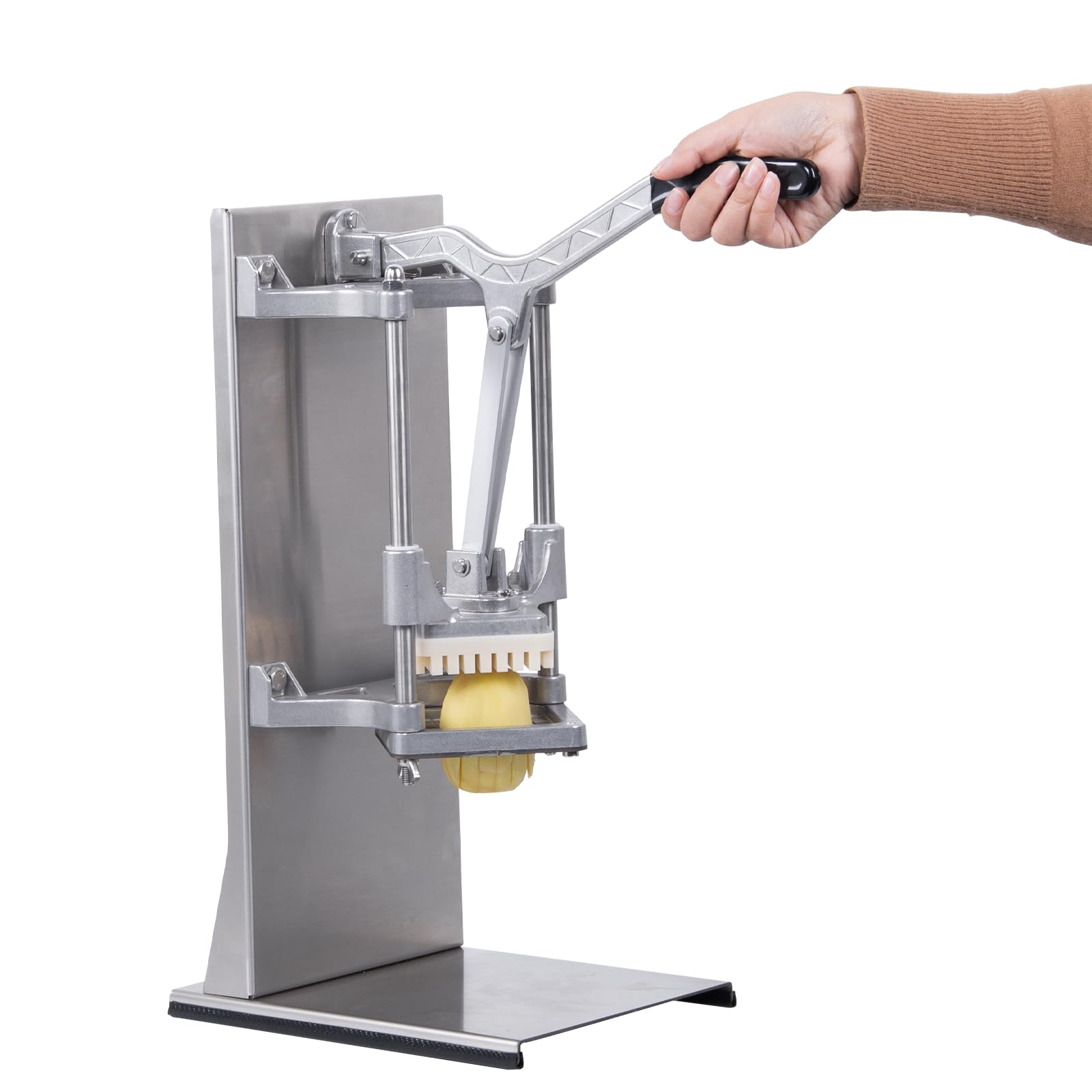 Kommerzieller Pommesschneider mit 4 Klingen, Edelstahl, 1/4 Zoll 3/8 Zoll, 6 Keile, 6 Keile zum Kernzerkleinerer, manueller Kartoffel-Apfel-Zitronenschneider für Restaurant, Zuhause, Küche,