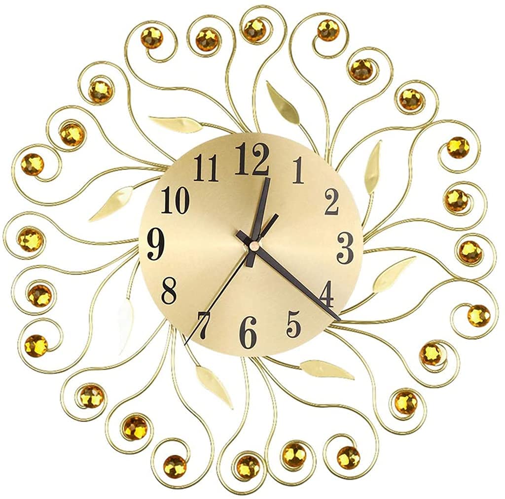Horloge murale rétro de style européen en fer forgé fleur silencieuse