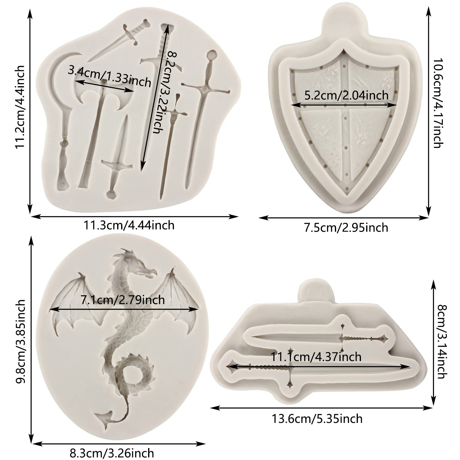 Moules Silicone Dragon Game Of Thrones - 4 Pièces Pour Chocolat, Fondant, Pâte Polymère
