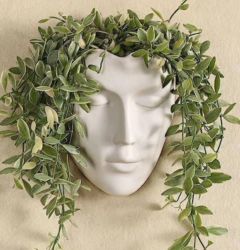 Face Vase,Ceramic Female Form Face Vase,Modern Sculpture Planter Pot,Human Face Shaped Vase,Wall Hanging Plant Pot With Drainage For Home Decor Centerpieces, Office Or Outdoor Hanging Decor #TOP16