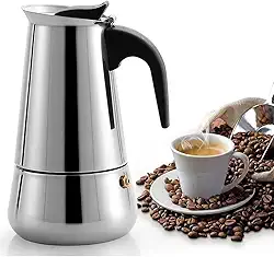 Cafeteira Italiana Inox 450ml 9 Xícaras Aroma Intenso no Fogão Design Clássico em Inox Presente Amantes de Café Cozinha ou Viagem Prateado Prática