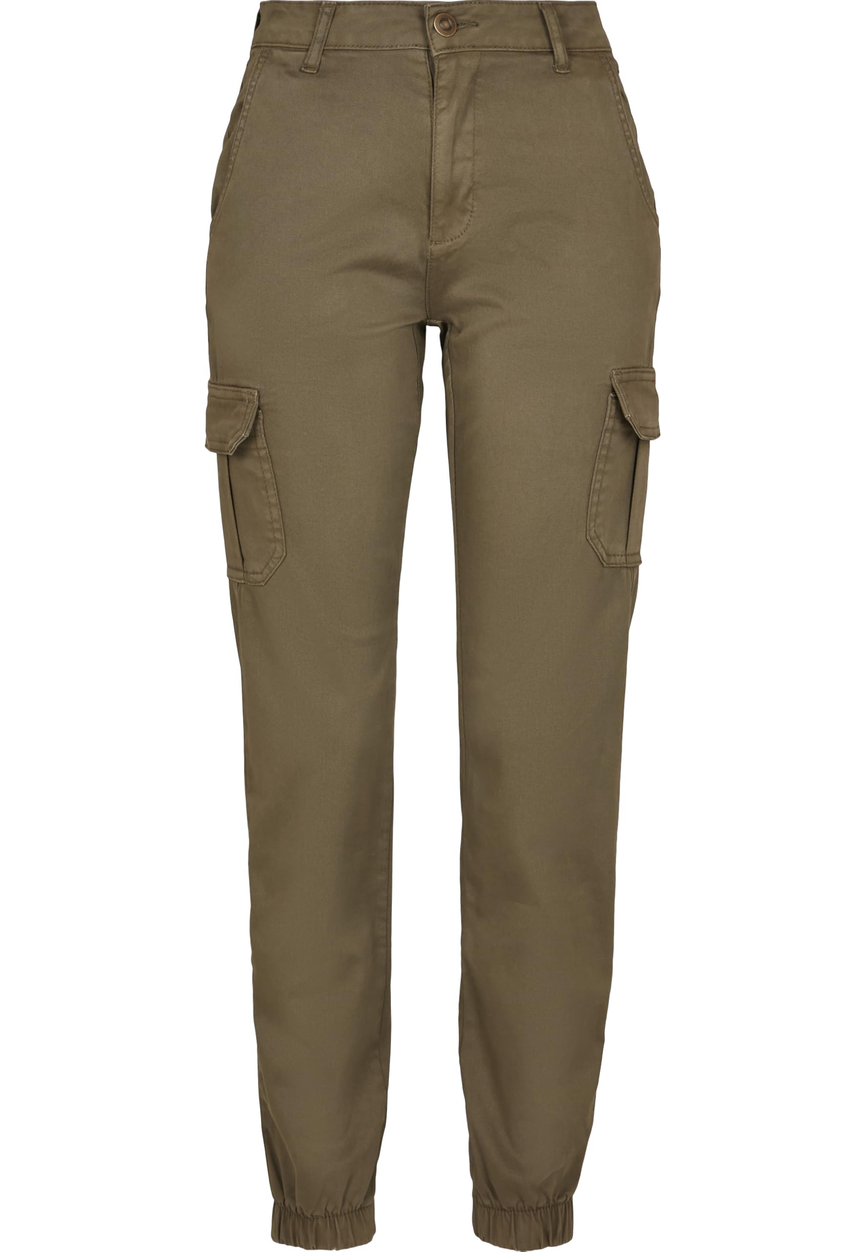 URBAN CLASSICS Combat Cargo Trousers for Women, Cargo Joggers Trousers for Women, Stretch Casual High-Waist Cargo Trousers, Combat Casual Trousers, Colour: Olive, Size: 30