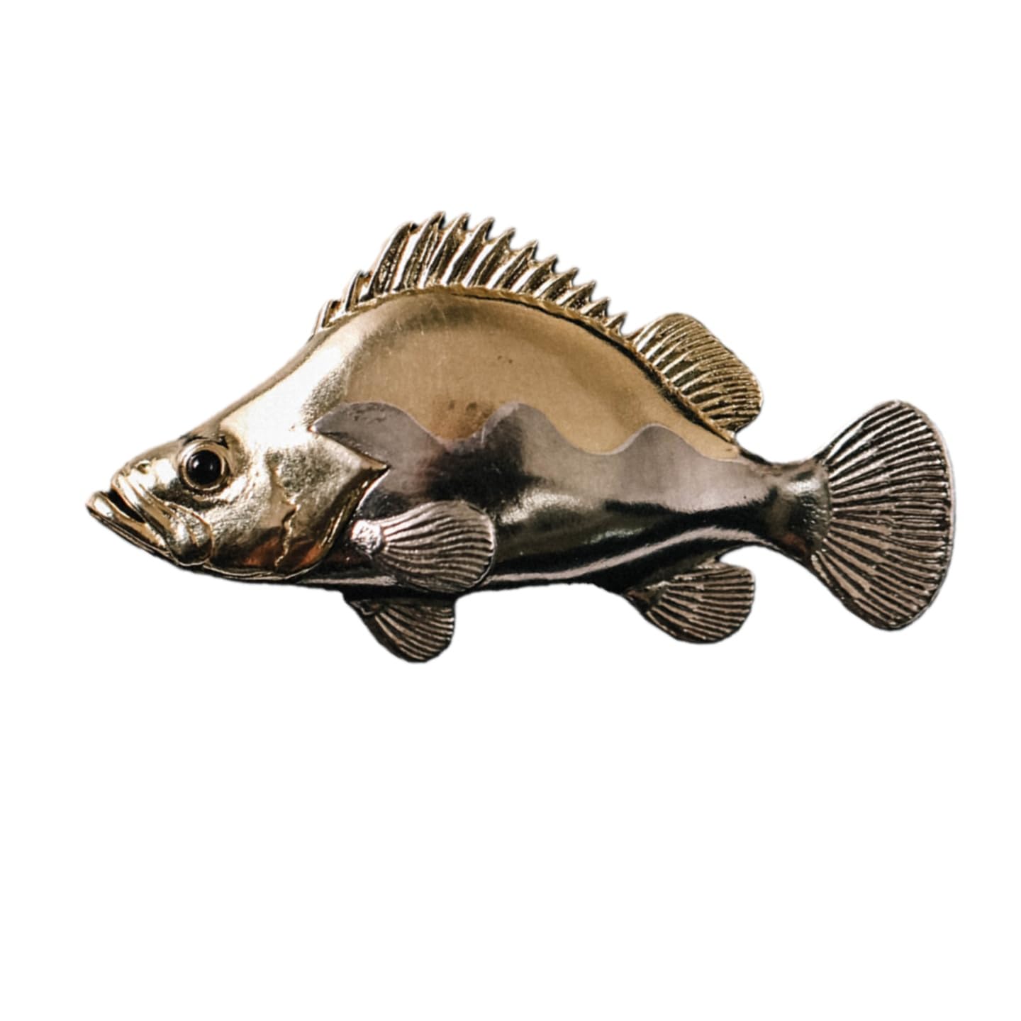 Épingle de revers poisson mandarin, bijou artisanal en laiton dore