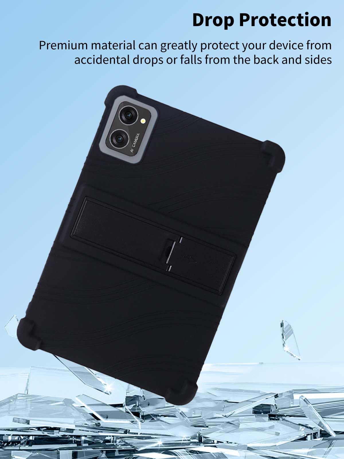 Funda para tablet TABWEE T20 de 10.1 pulgadas, funda protectora para tablet TABWEE T20, soporte ajustable, silicona suave, funda de protección de silicona para NOUKAJU TABWEE T20 (negro)