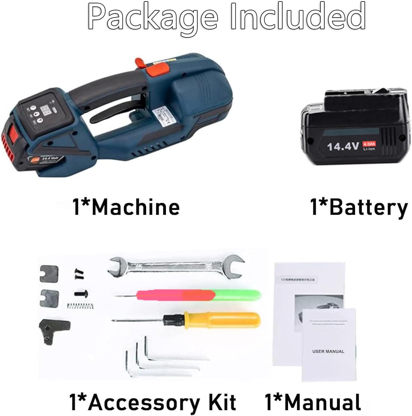 Automatic Electric Strapping Machine for 1/2"-5/8" PP PET Straps, Digital Display Tensioner Kit, Ideal Tool for Packaging Boxes & Pallets