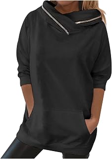 FunAloe Oversized Tops for Women UK Elegant Blouse Long Sleeve Pullover Scarf Collar Women's Jumpers Solid Color Ladies T Shirts Oversized Ladies Tops Summer Plus Size