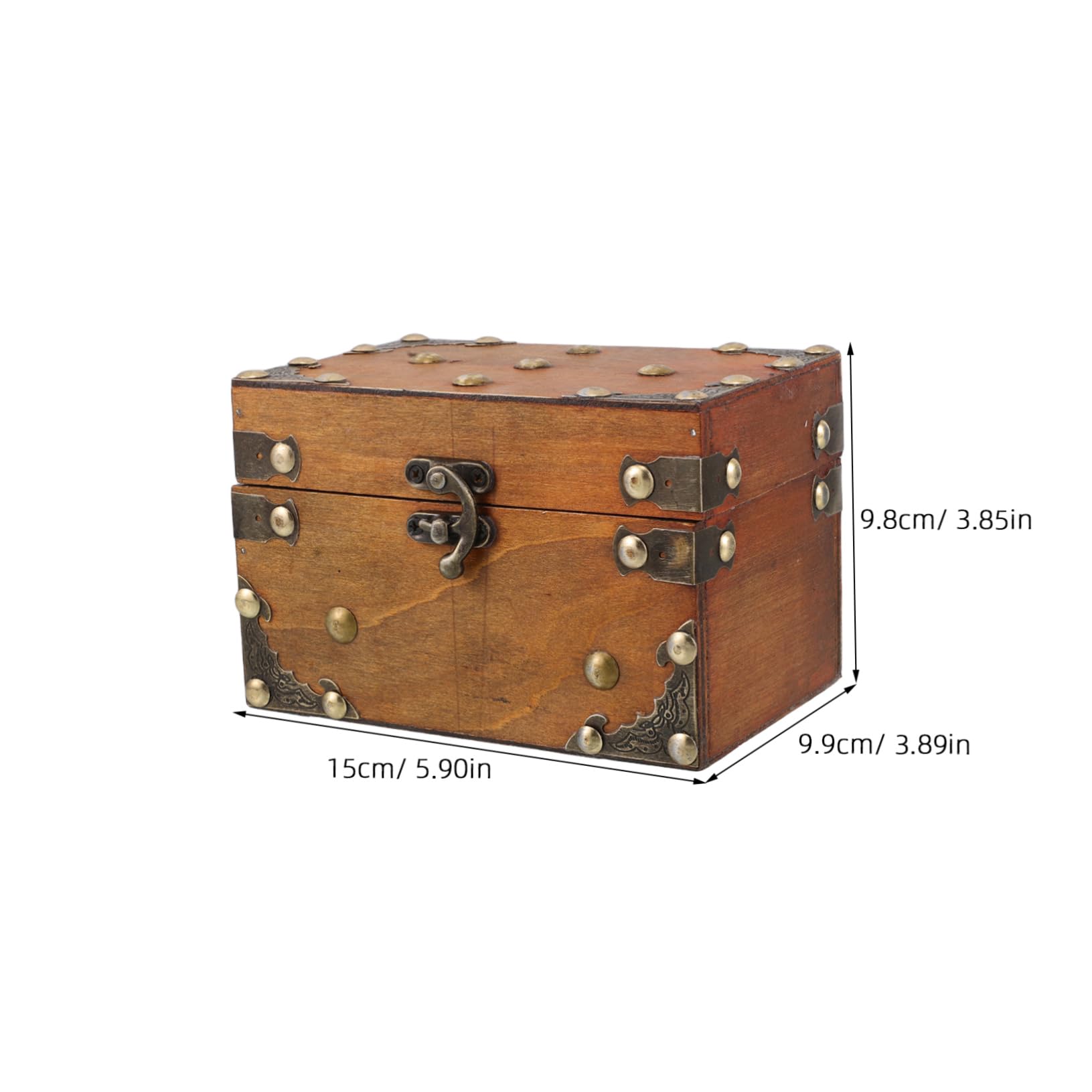 Didiseaon Wooden Treasure Chest Vintage Trinket Box Antique Makeup Storage Box with Lock Large Capacity