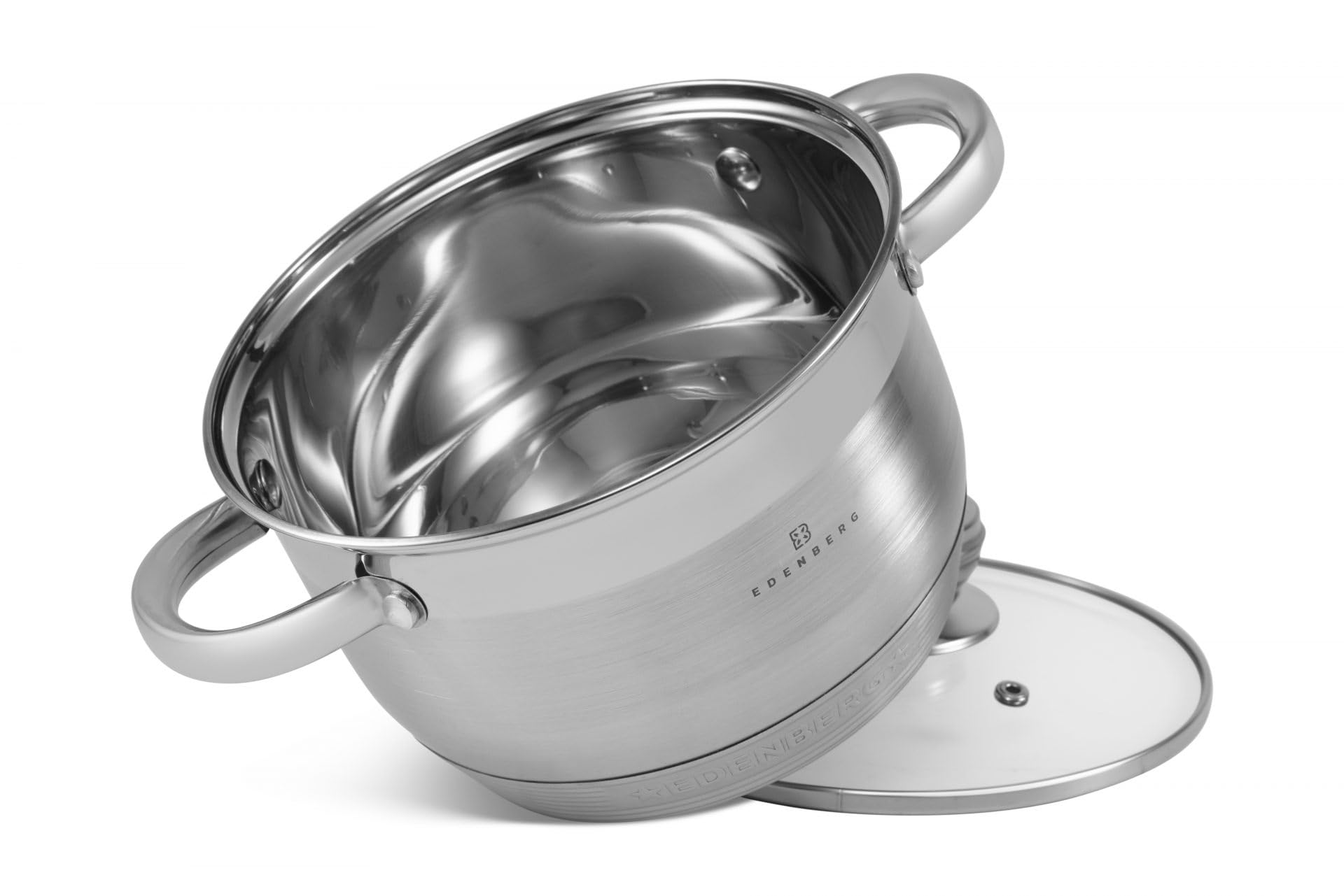 Edenberg Set di pentole in acciaio inox, 12 pezzi, con padella, set di pentole rivestite, set di pentole a induzione, adatto EB2001m