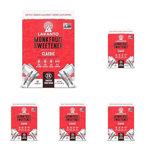 Lakanto Paquetes de edulcorante clásico de fruta de monje reemplazo de azúcar blanco cero carbohidratos netos cero glucémico cero calorías endulzar