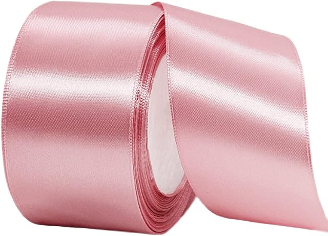 50mm Wide Bean Pink Ribbon for Gift Wrapping,22M 2Inch Ribbon Bean Pink Double Sided Satin Ribbon Solid Fabric Large Thick Ribbon Decorative Ribbon for Crafting,Hair Bows,Sewing,Wedding Car,Presents