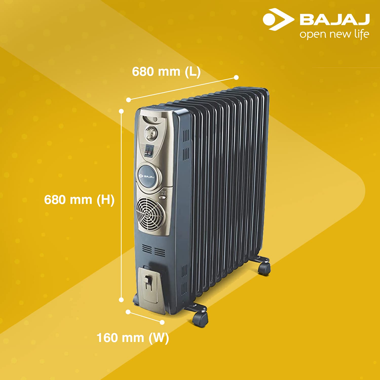 Buy Bajaj OFR Room Heater, 11 Fin 2500 Watts Oil Filled Room Heater with  400W PTC Ceramic Fan Heater, ISI Approved (Majesty 11F Plus Black/Golden)  Online at Low Prices in India -