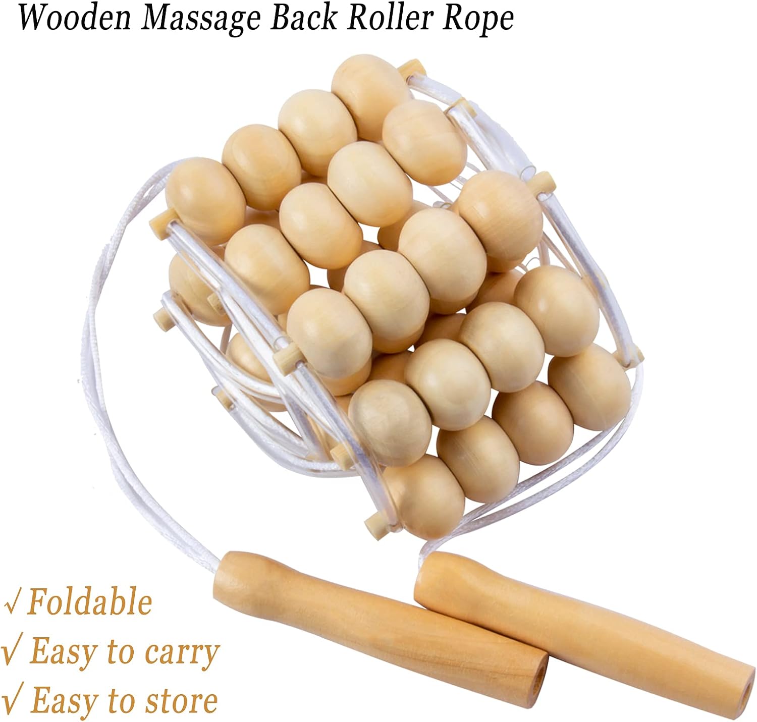 Wood Back Massage Roller Rope Tool, Wood Therapy Cellulite Massage Tools, Maderoterapia Colombiana, Lymphatic Drainage, Portable Wooden Self Massager for Neck Leg Back Muscle Pain Relief(47.2inch) : Health & Household