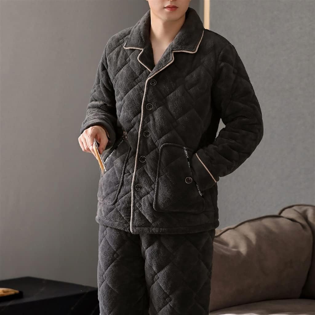 Men's Coral Fleece Flannel Quilted Jacket Three-layer Thickened -thick Velvet Warm Autumn and Winter Models