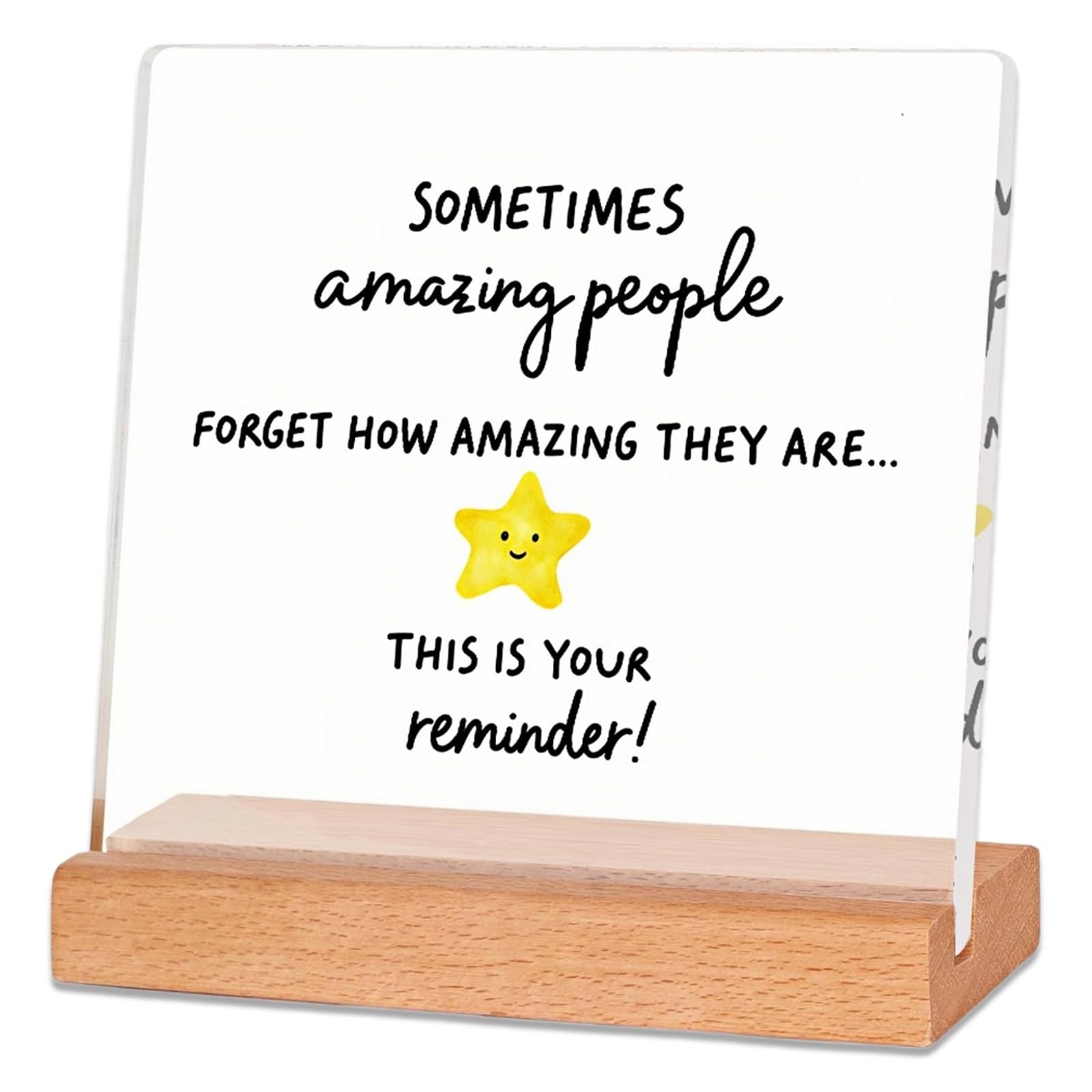 Thank You Gift, Acrylic Desk Plaque with Wooden Base - "Sometimes People Forget How Amazing They Are", Appreciation Gifts for Men Women, Positive Gifts for Colleagues Friends Teacher Mentor Family