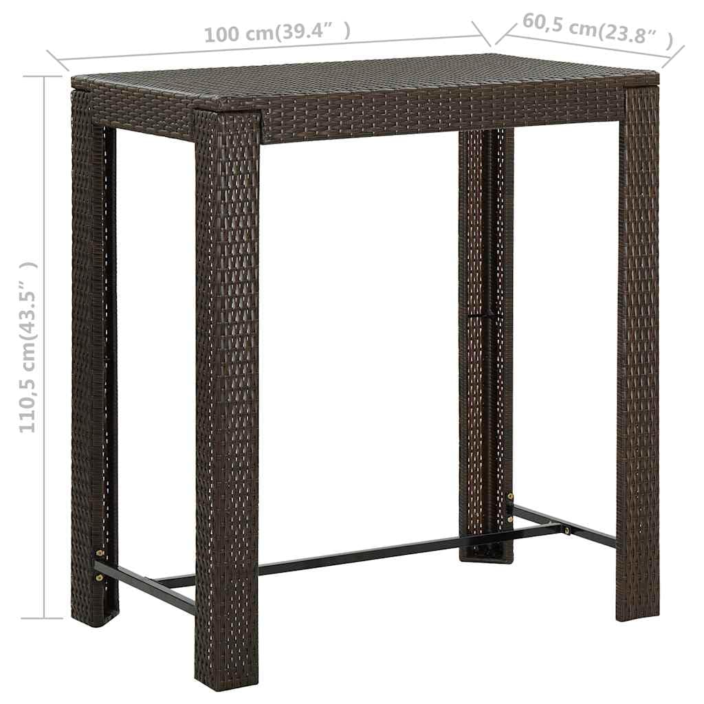 Stół ogrodowy, brązowy, 100 x 60,5 x 110,5 cm, polirattan, odporny na warunki atmosferyczne, do użytku na zewnątrz, na taras, do ogrodu, na balkon i kemping