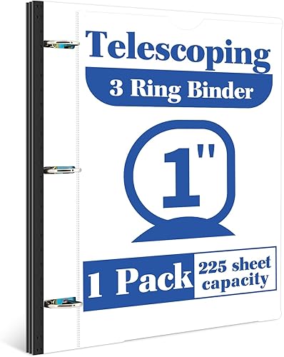 Miniatura 10 de INFUN Carpeta telescópica de 3 anillos de 1 pulgada, 4 unidades, carpeta redonda flexible con cubierta frontal personalizable y bolsillo