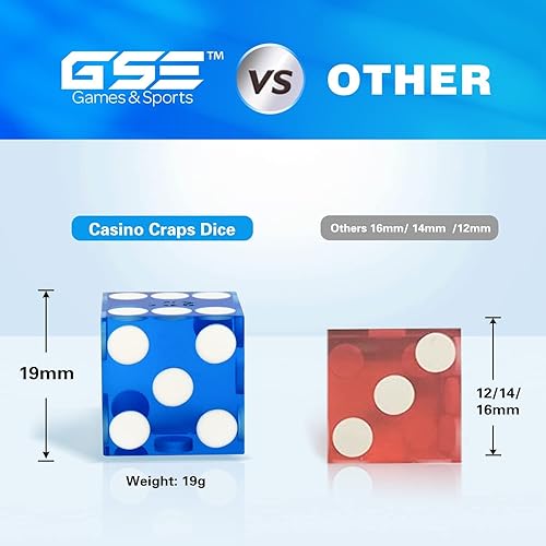 Miniatura 64 de GSE Games & Sports Expert Juego de 25 dados de casino de grado AAA de 0.748 in con bordes afilados y números serializados a juego para RPG