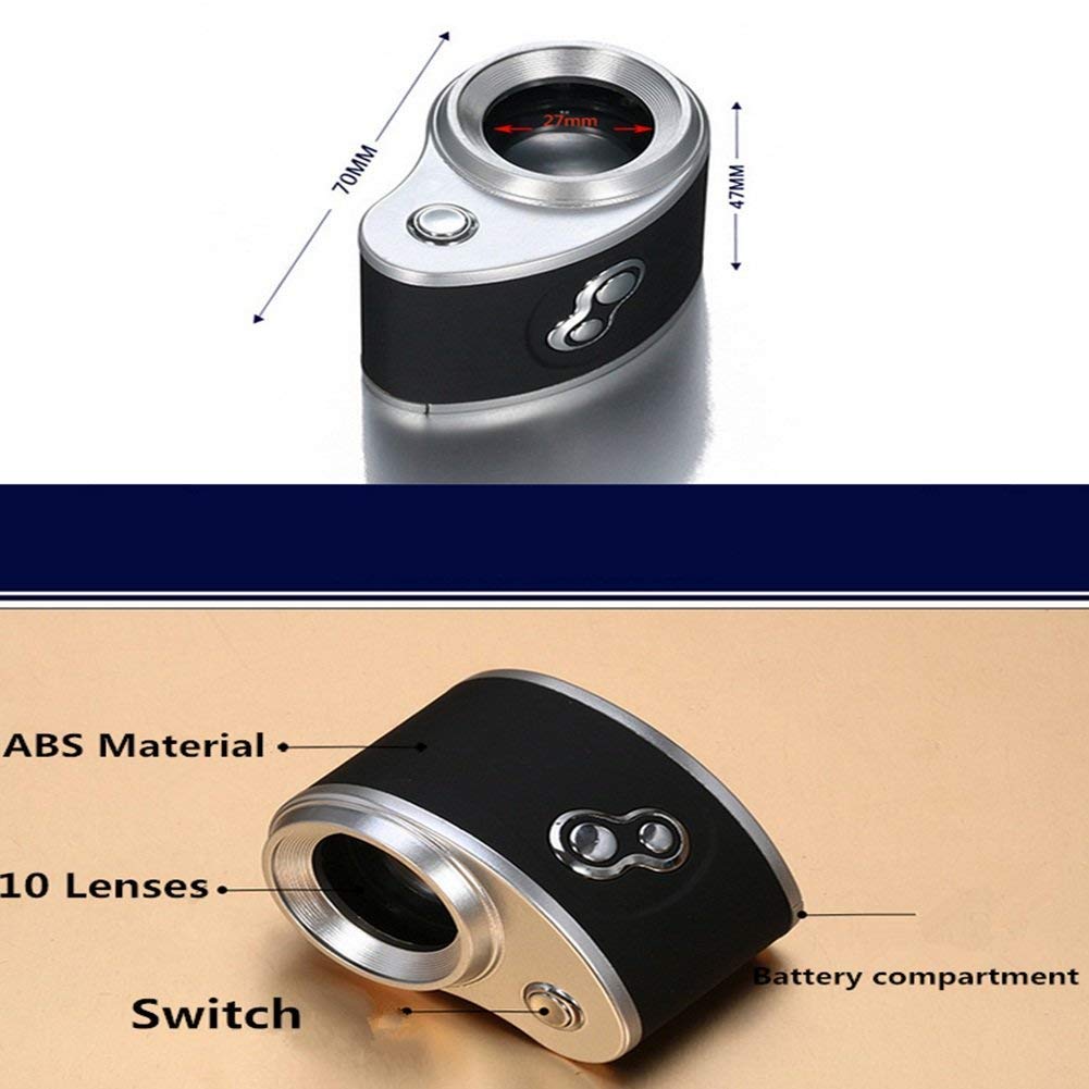 Loupes, Mini loupe 10X loupe portative à Fort grossissement avec Lampe LED et UV pour détecteur de Billets de Banque d'évaluation de pièces Antiques