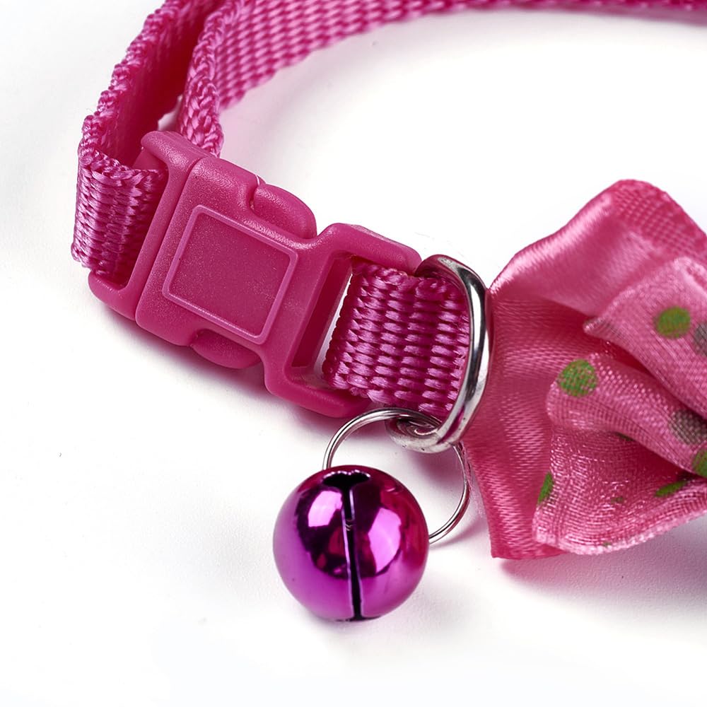 Via Mazzini Furry Finery Candy Color Bow Collar with Bell for Cats, Puppies, Small Dogs, Fat Rabbits || Special Celebrations/Birthdays || Adjustable Size (BB0165) 2 Pcs 3