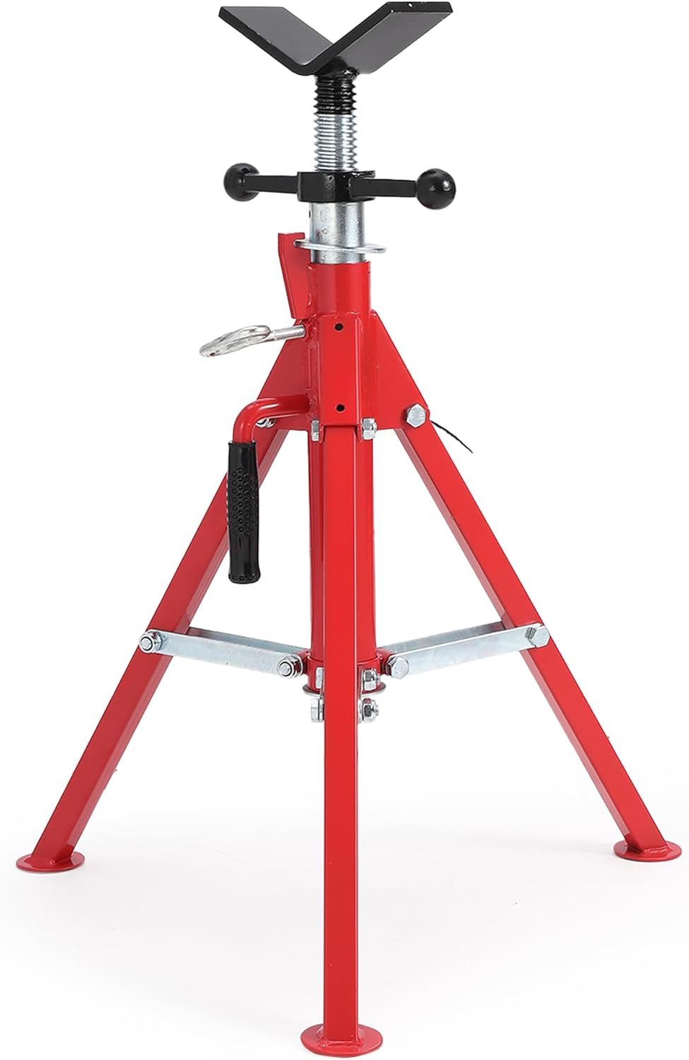 V-Head Pipe Jack Stand, 28-52in Adjustable Heavy Duty Steel for Cutting