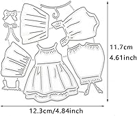 Vista 6 de 3 piezas de vestido de bebé niña y overoles troquelados para hacer tarjetas, troqueles de corte de metal, troqueles de papel en relieve para álbumes