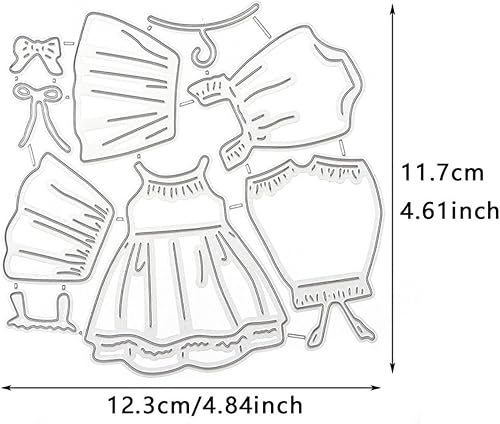 Miniatura 6 de 3 piezas de vestido de bebé niña y overoles troquelados para hacer tarjetas, troqueles de corte de metal, troqueles de papel en relieve para álbumes
