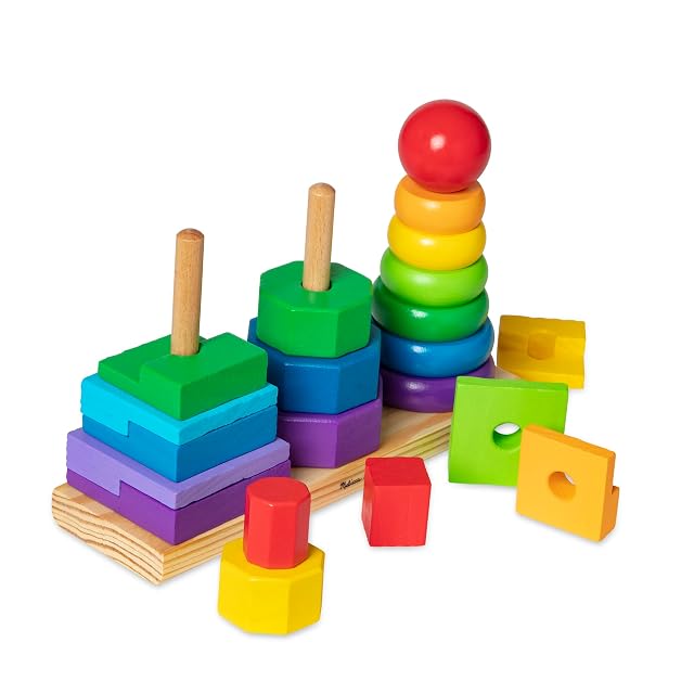 Foto 4 de 8 de Melissa & Doug - Juguete de Apilar Figuras Geométricas, Juego Educativo de Apilamiento con 25 Piezas…