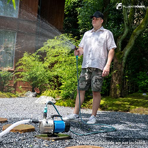Fluentpower 1.5Hp Portable Sprinkler Booster Pump, Stainless Steel Shallow Well Pump 1200Gph, Water Pressure Transfer Pump For Home Garden Lawn Irrigation #TOP1