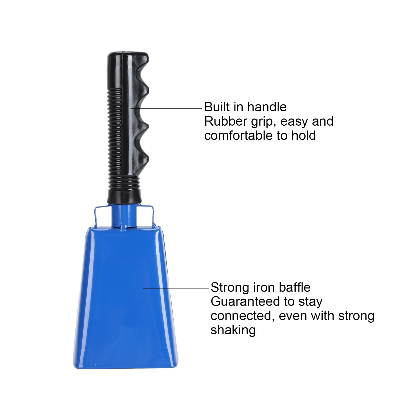 Cow Bells with Wrist Strap, Cow Bell Noise Maker with Handle, Handheld Cowbell Cheering Bell for Sporting Event Football Games, Hand Chimes Percussion Musical Instruments (Blue)