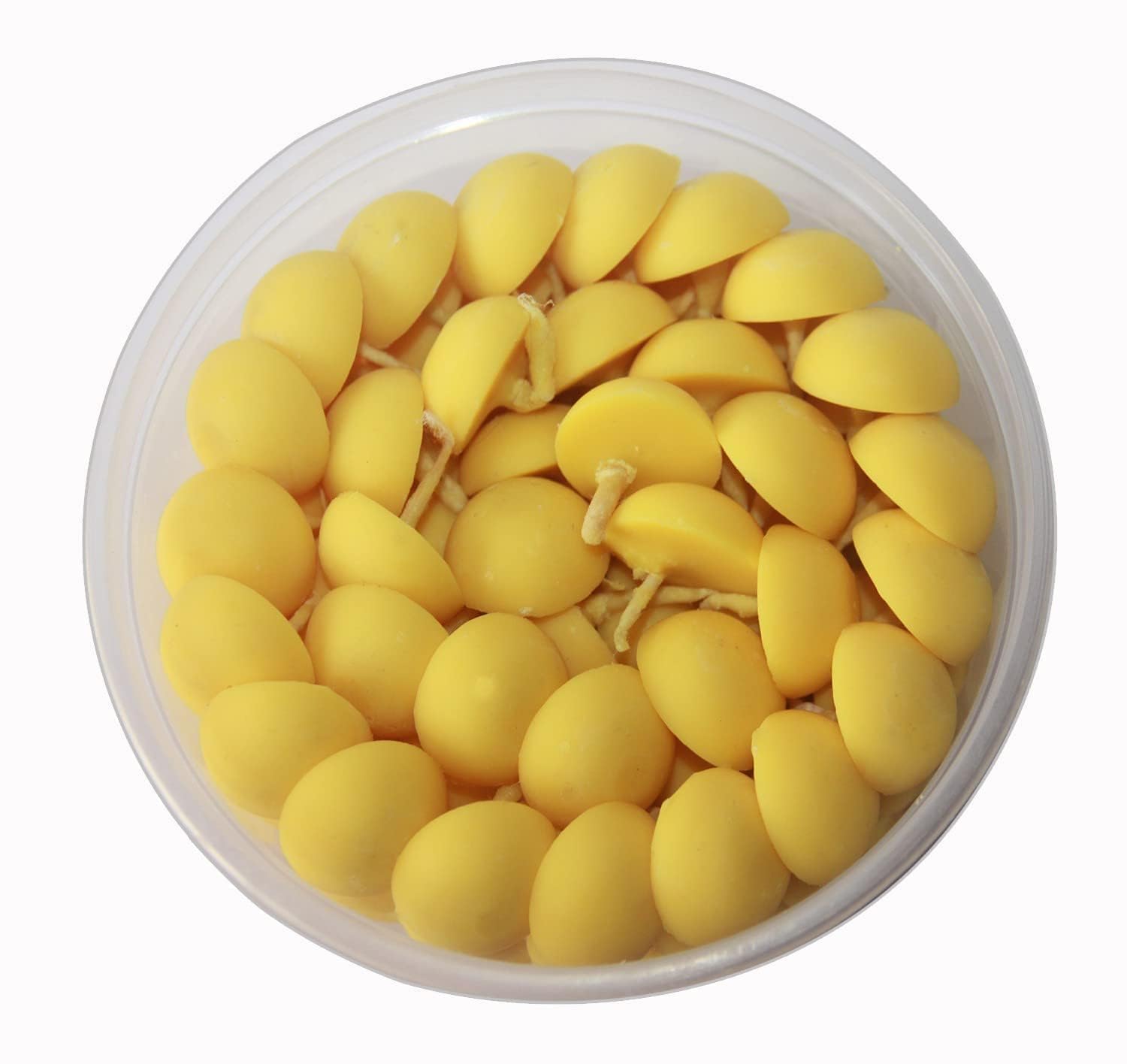 Om Phool Batti Small Cow Ghee Diya for Puja, 100 Pcs, Wax Free & Vegan Ghee Batti/Wicks/Jyot for Puja Aarti, (Pack of 1, Yellow, 100 Pcs)