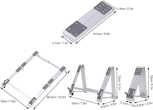 Miniatura 6 de Foldable Laptop Stand, Portable Multi Height Adjustable Ergonomic Laptop Stand for Mobile Phone Tablet Laptop Aluminum Alloy Silicone (Silver)