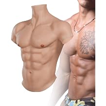 KUMIHO Silicone Muscle Suit Realistic Male Chest Plate High Collar Premium Fake Abs Chest for Cosplay Halloween Transgender