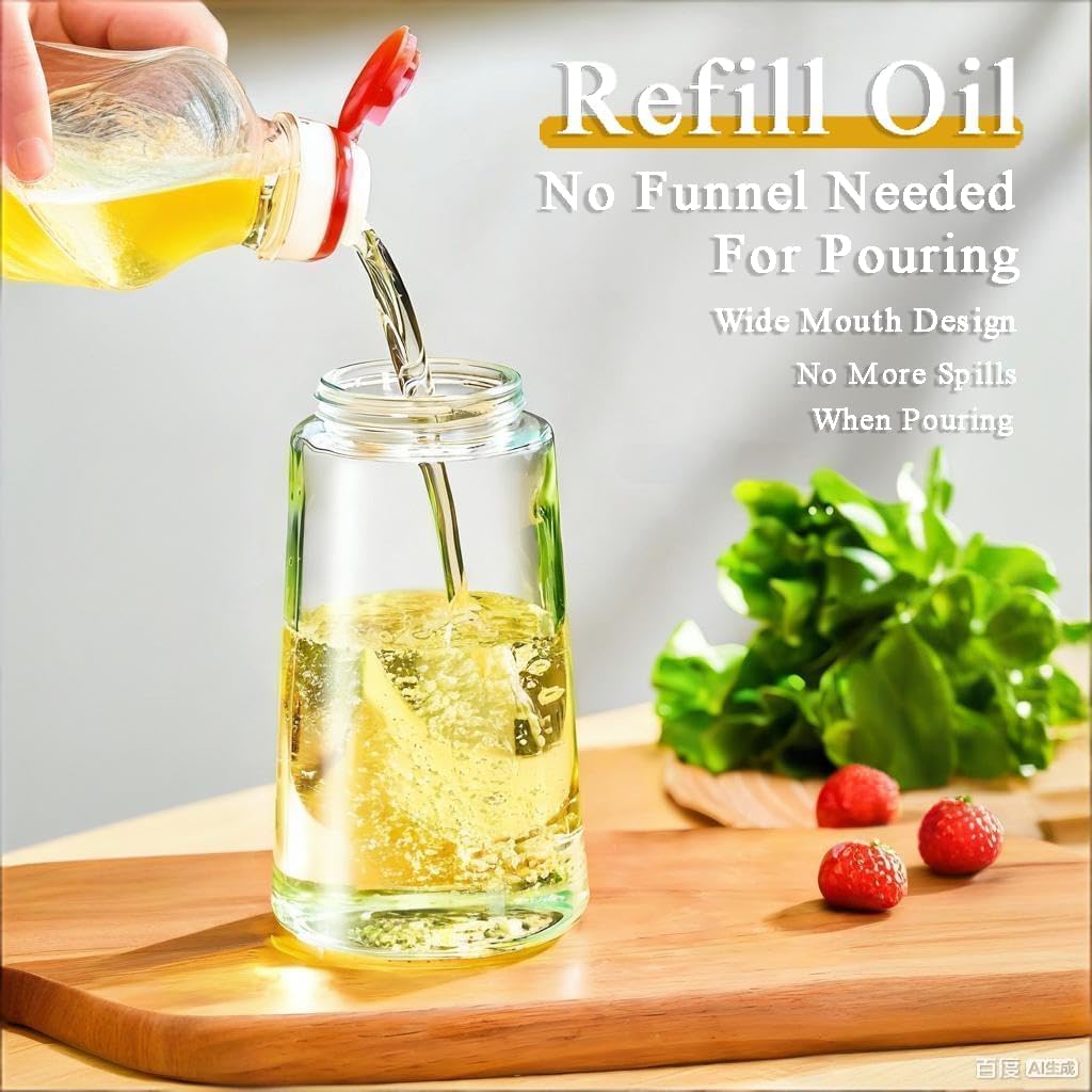 19oz/550ml Oil Sprayer for Cooking, 2 in 1 Olive Oil Dispenser Bottle