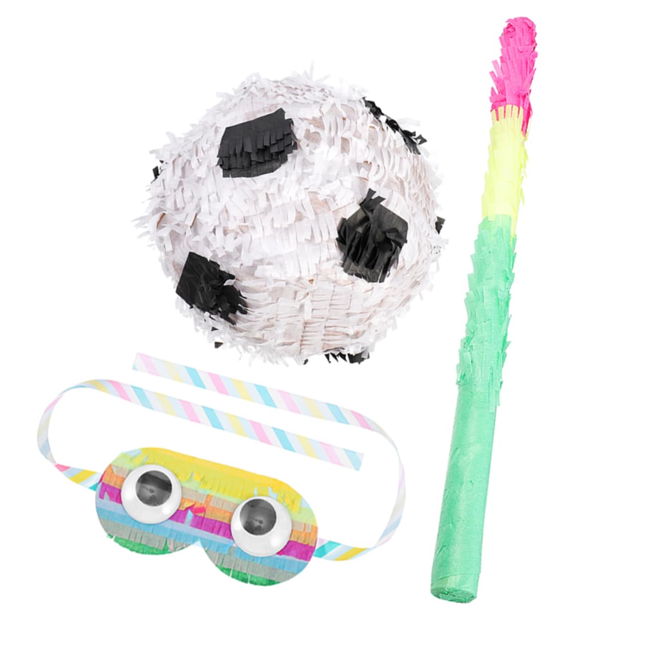 Abaodam Set di 3 Pezzi Pinata Calcio in Carta con Bastone e Benda per Festa Compleanno Tema Calcio, Decorazione Creativa per Carnevale e Festa Divertente
