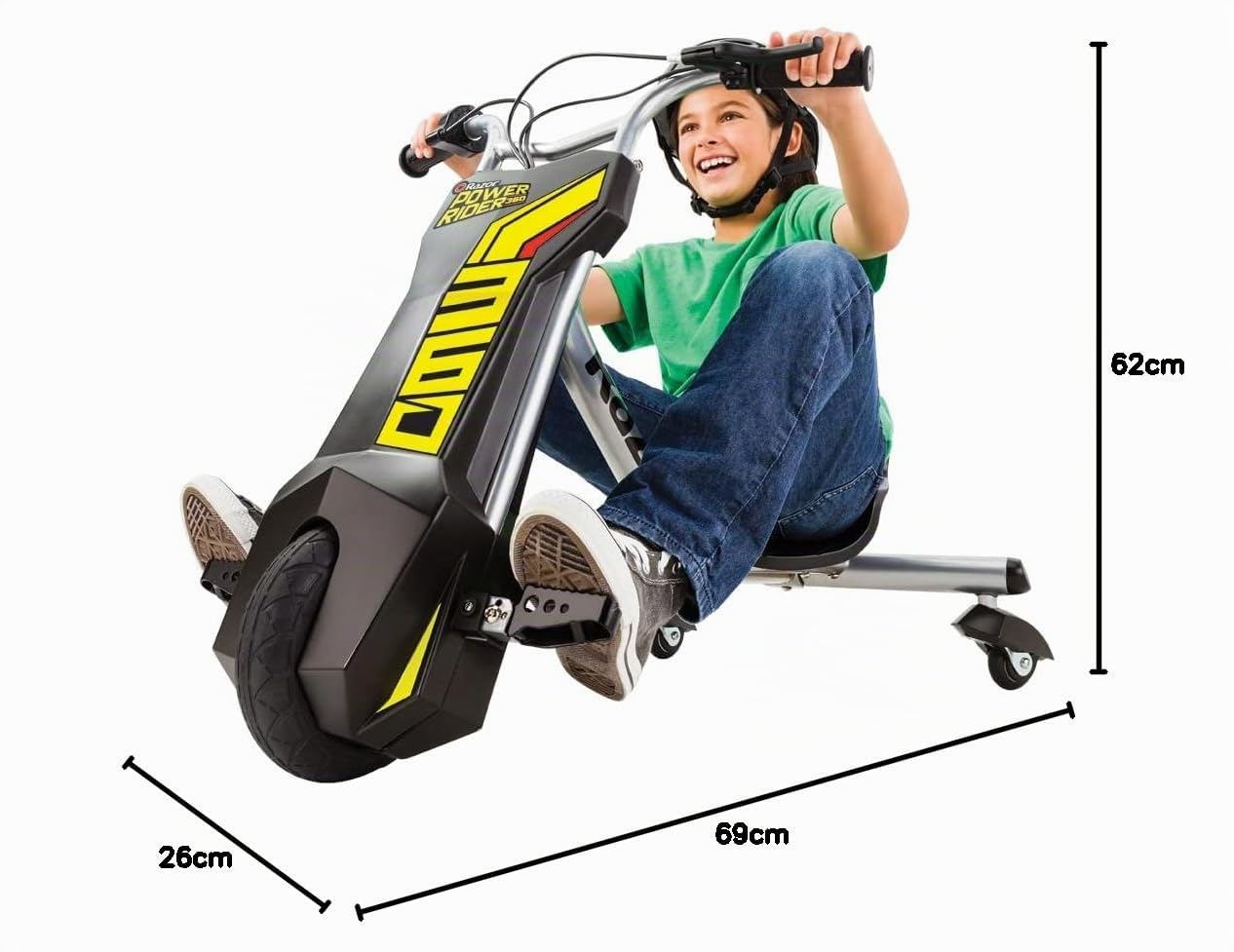 Razor PowerRider 360 - Tricycle électrique, jusqu'à 9 mph, fourche en acier soudé, 12V Power Ride-On pour 8 ans et plus