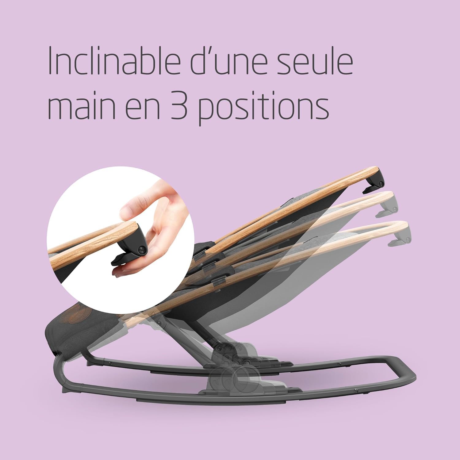 Maxi-Cosi Kori Chaise Transat Bebe 2-en-1, 0-6 Mois, jusqu'à 9 kg, Baby Bouncer, 3 Positions d'Inclinaison, Léger & Compact, Harnais Facile à Installer, Coussin Nouveau-né, Essential Graphite