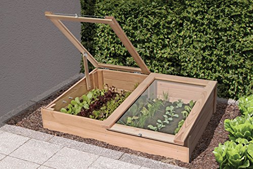 Gartenwelt Riegelsberger Premium Frühbeet Gemüsebeet Kräuterbeet 119x80xH21/30 cm aus Lärchenholz Hochbeetaufsatz
