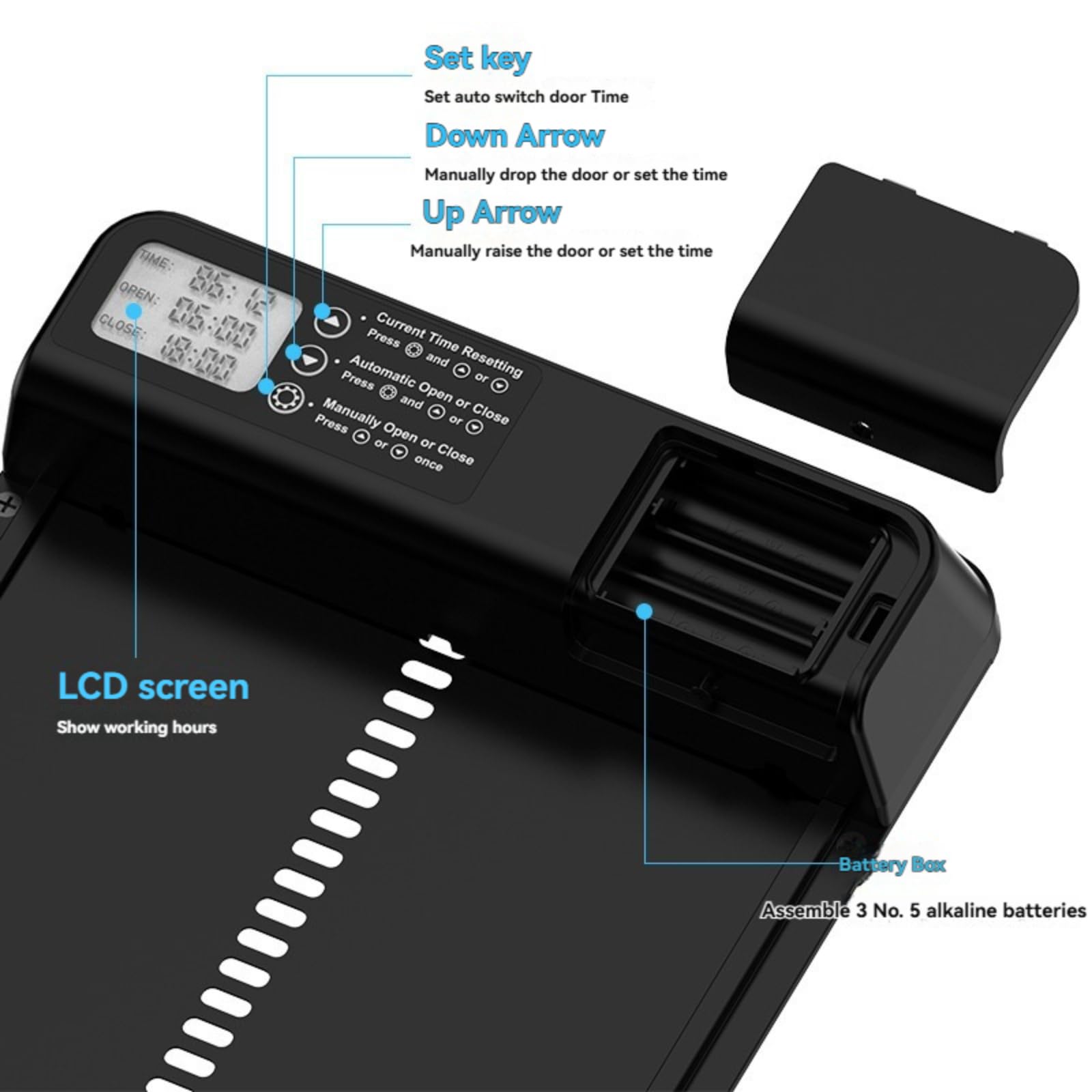 Porta Automatica Pollaio Alluminio Anodizzato Digitale 24 Ore - Protezione Antiostruzione Batteria Lunga Durata per Esterno