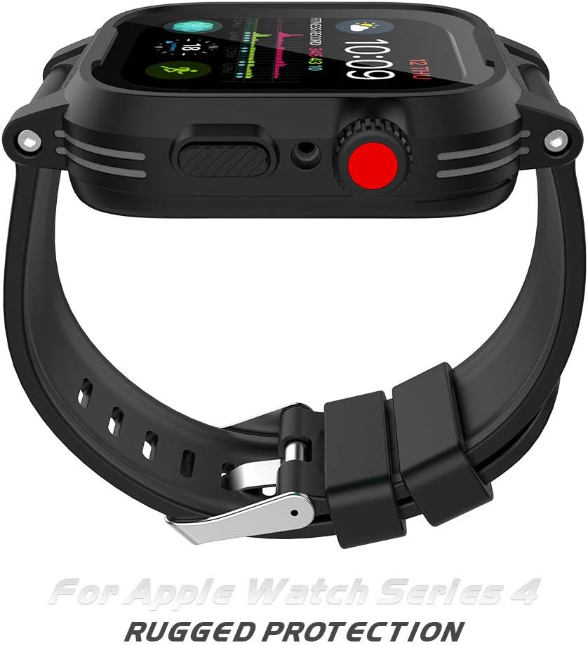 Waterproof Apple Watch Series 4/5/6/SE 44mm Case,Shockproof Impact Resistant Rugged Protective Case with Bulit-in Screen Protector and Soft Strap Bands for Apple Watch Series 4/5/6/SE 44mm