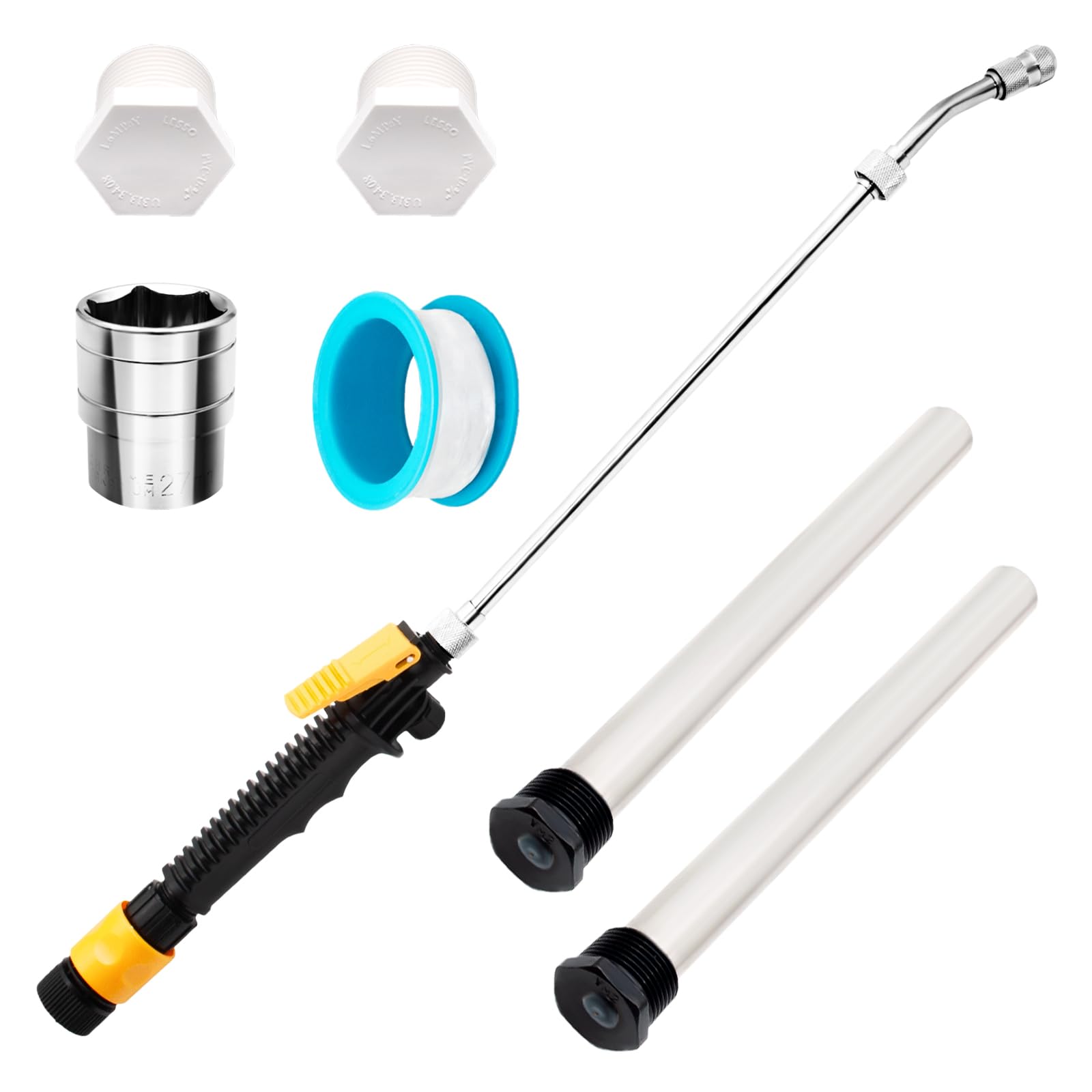 Paquete de 5 varillas de ánodo para calentador de agua de RV, varilla de descarga para calentador de agua de RV, magnesio 9,25 L x 3,4 NPT, enjuagadora de limpieza de tanque de agua caliente de aluminio para caravana con herramienta de extracción de llave hexagonal doble para Suburban Mor Flo