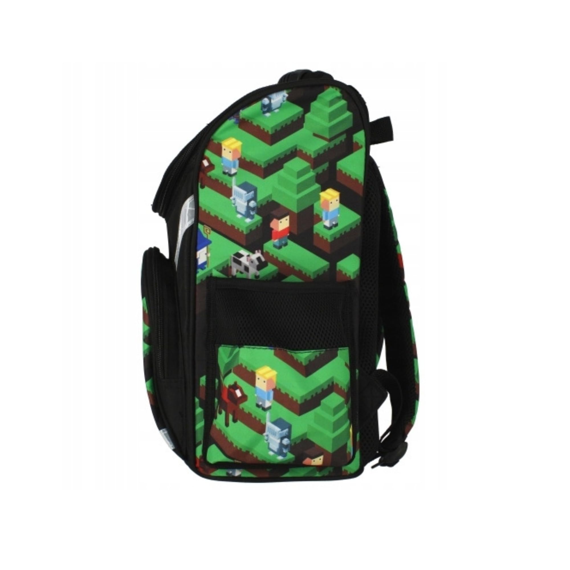PASO - Schulranzen für Jungen und Mädchen, 4er-Set - Schul-Rucksack für Kinder mit Federmäppchen - Schuhbeutel und Hausaufgabenheft- Game Motiv