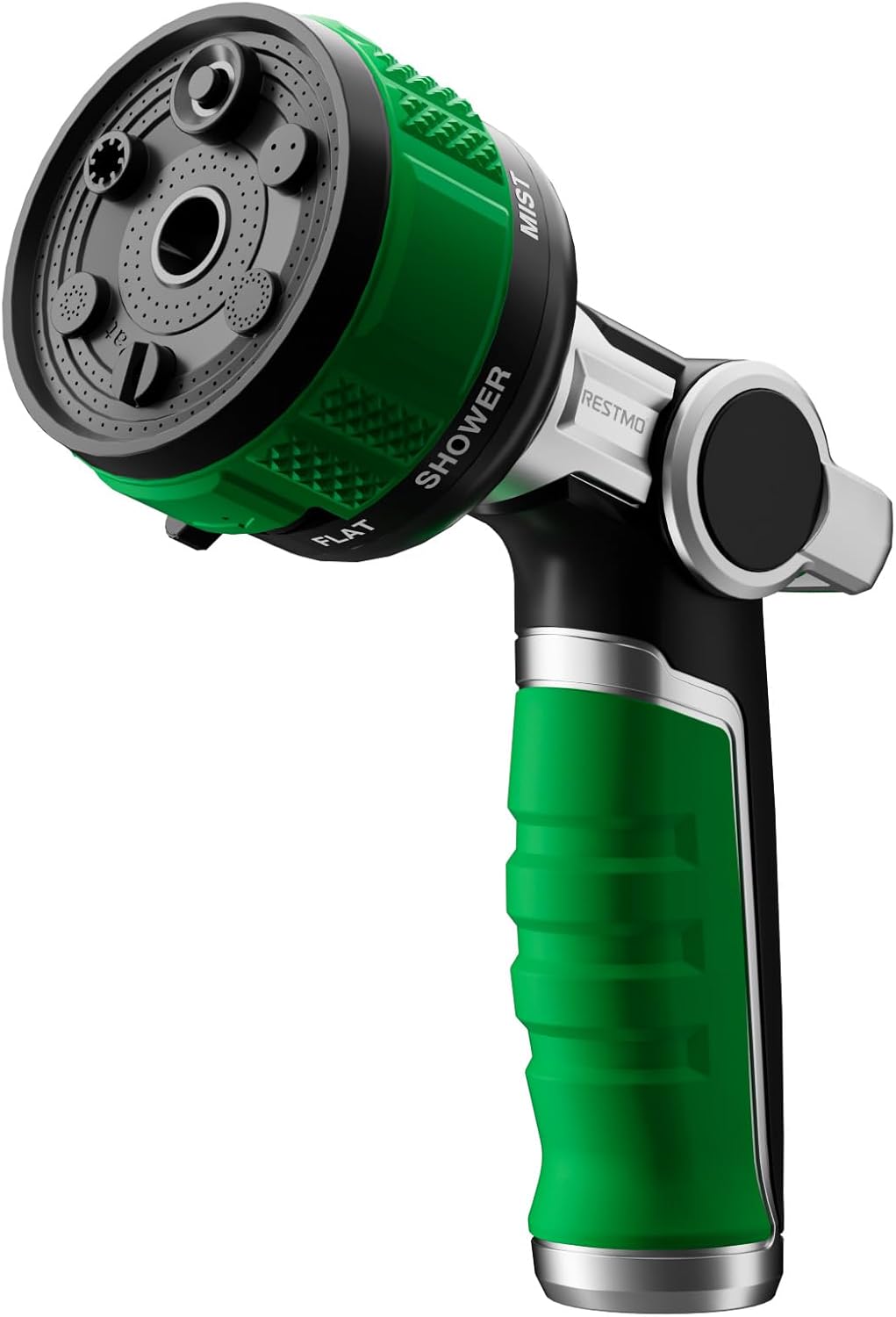 RESTMO Heavy Duty Garden Hose Nozzle, 9 Spray Patterns Water Hose Nozzle with Adjustable Spray Width & 2-Way Direction Control, High Pressure Hand Sprayer for Plants, Lawn, Car & Pet Washing